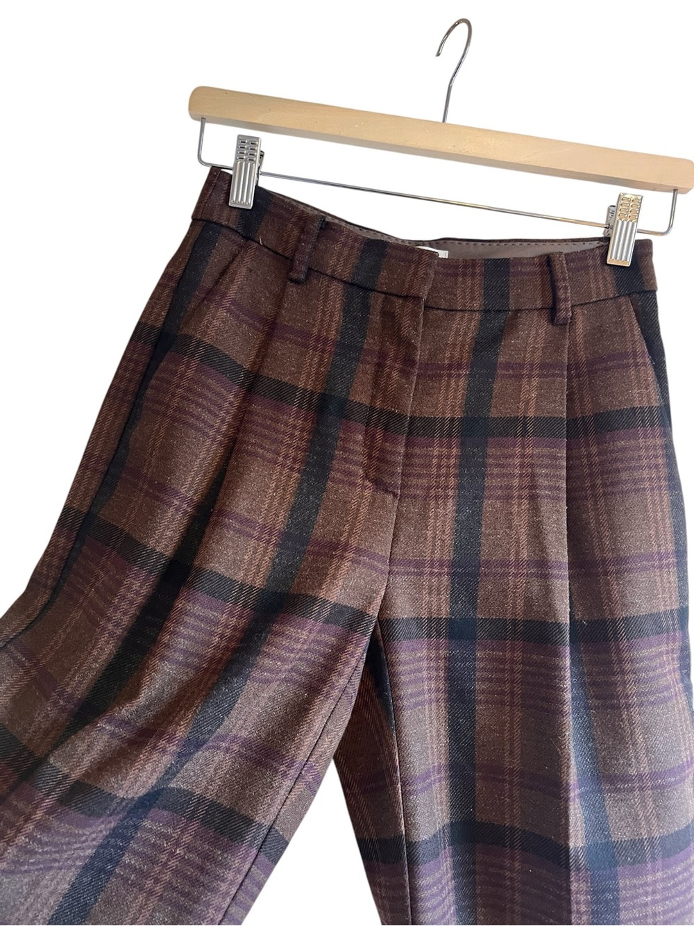 Babaton Nightscape pleated wool blend plaid pants size 2 excellent condition - Picture 5 of 12